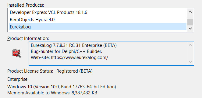 EurekaLog 7.7.8.31 Enterprise with Full Source